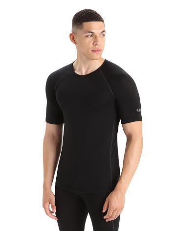 Men's Icebreaker BodyfitZone™ Merino 150 Zone Short Sleeve Crewe Thermal Top Base Layers Black | CA 1613GSOL